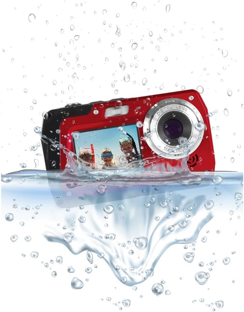 Minolta MN40WP 48MP Waterproof Digital Camera – Dual LCD Screens, 2.7K QHD Video, 16x Digital Zoom, Anti-Shake, Face Detection, 10ft Waterproof (Red) - Image 5